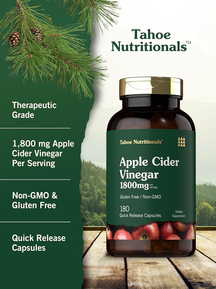 Tahoe Nutritionals Apple Cider Vinegar Capsules 1800 mg - 180 Capsules - image 4