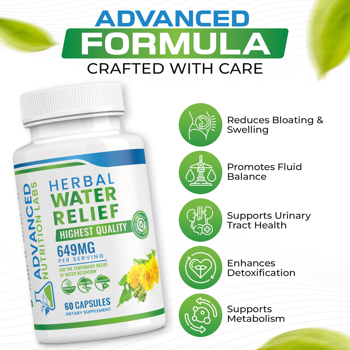 Advanced Nutrition Labs Herbal Water Relief Diuretic - 60 Capsules - image 3