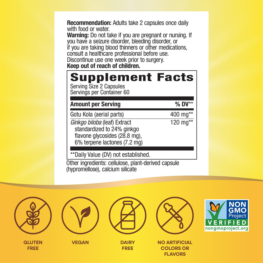 Nature's Way Ginkgo Biloba Extract Memory and Concentration - 120 Capsules - image 2