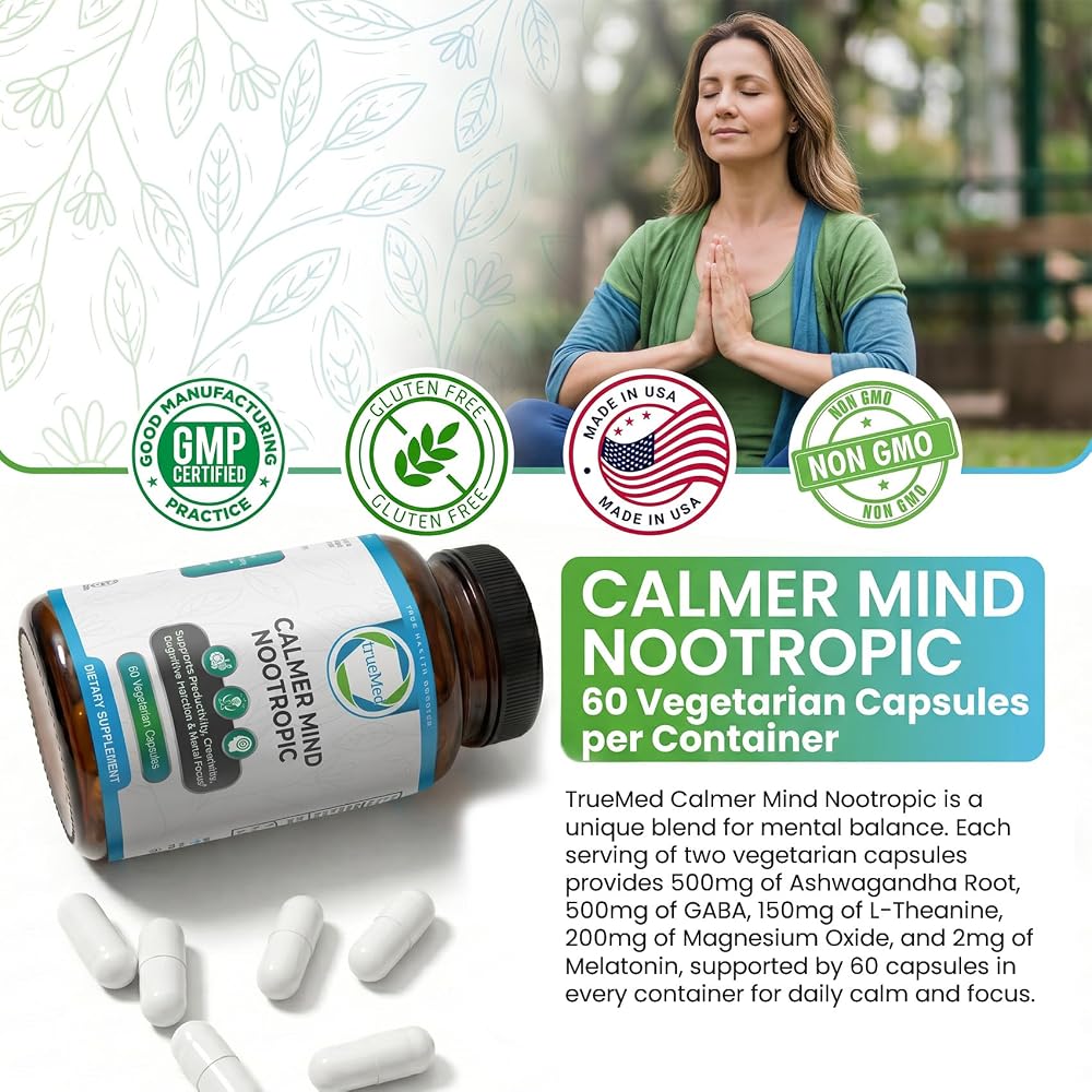 TRUEMED Calmer Mind Nootropic for Sleep & Relaxation - 60 Capsules - image 8