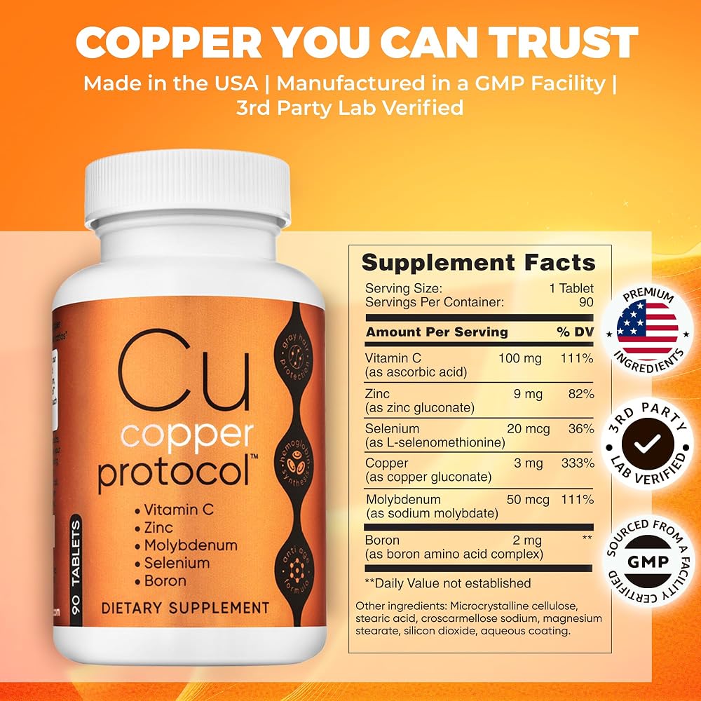 Copper Protocol Copper Supplement with Vitamin C, Zinc & Selenium - 90 Capsules - image 2