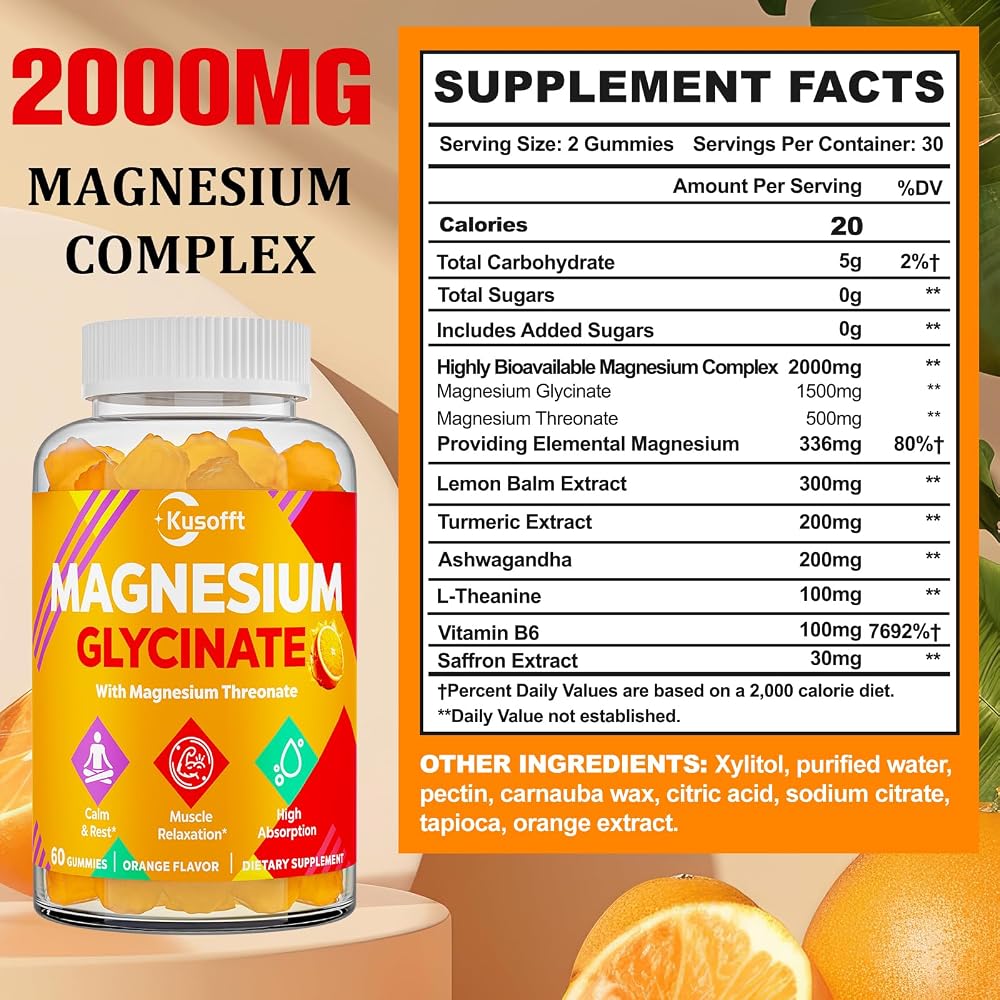 Kusofft Magnesium Glycinate Gummies 1500mg - 60 Gummies - image 2