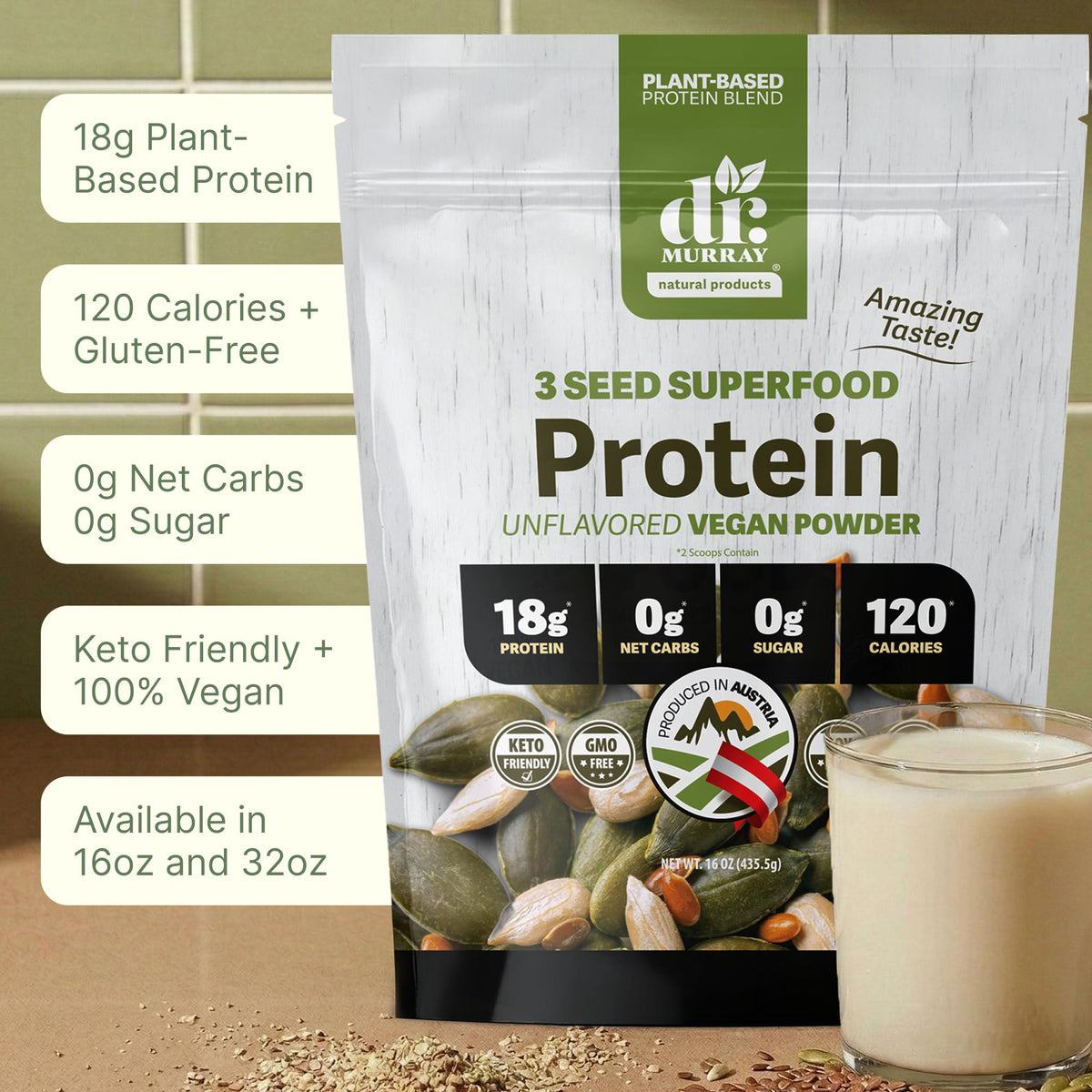 Dr. Murray's Super Foods 3 Seed Protein Powder - Pumpkin Flax