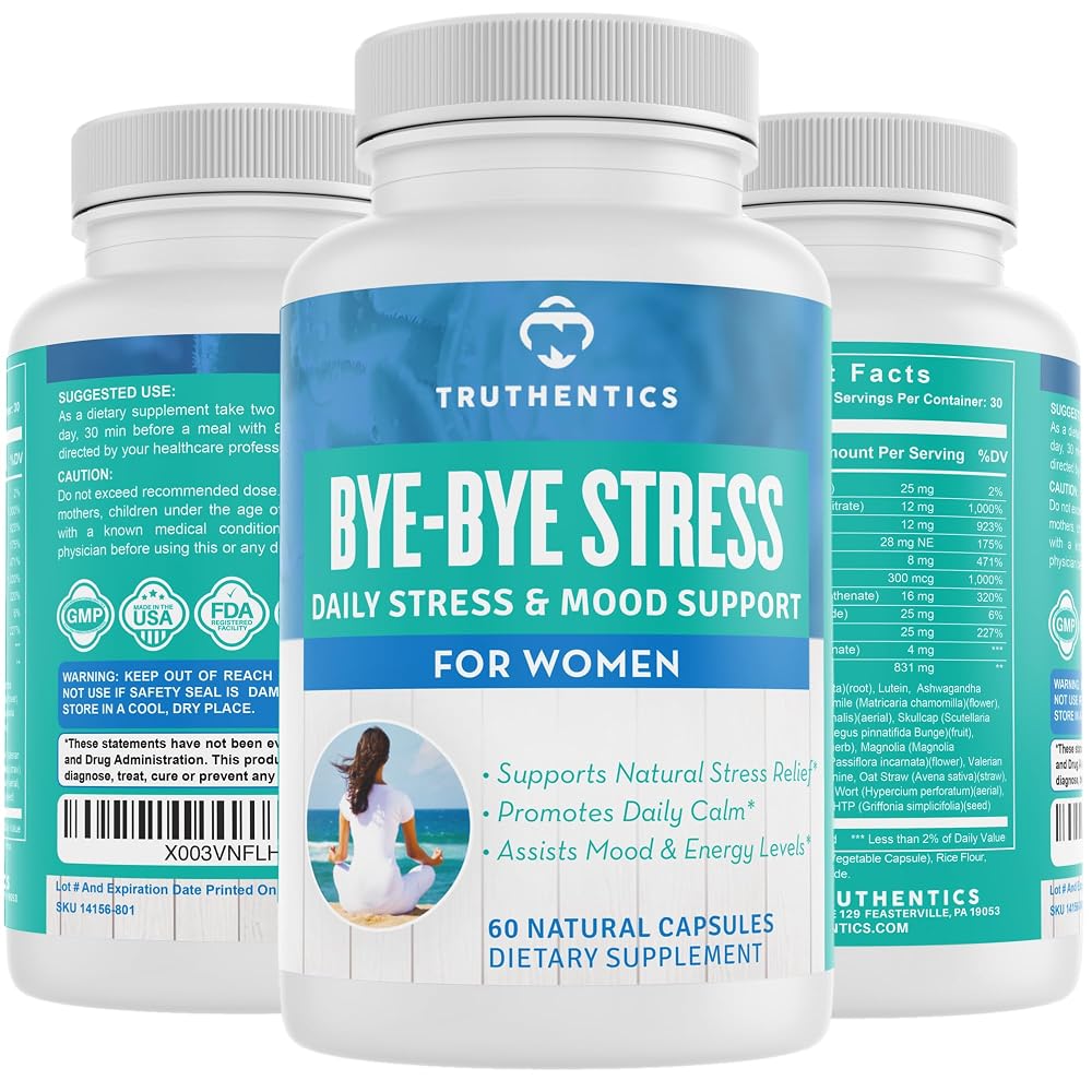 TRUTHENTICS Bye-Bye Stress Support Supplement for Women - 60 Capsules
