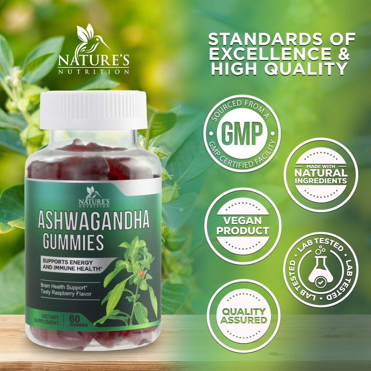 Nature's Nutrition Ashwagandha Gummies for Calm & Immune Support - 60 Gummies - image 4