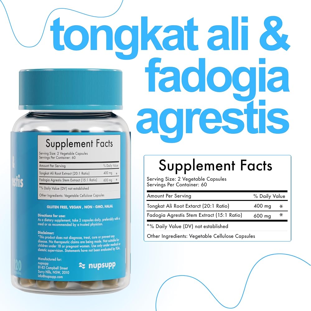 nupsupp Tongkat Ali & Fadogia Agrestis Supplement - 120 Capsules - image 2