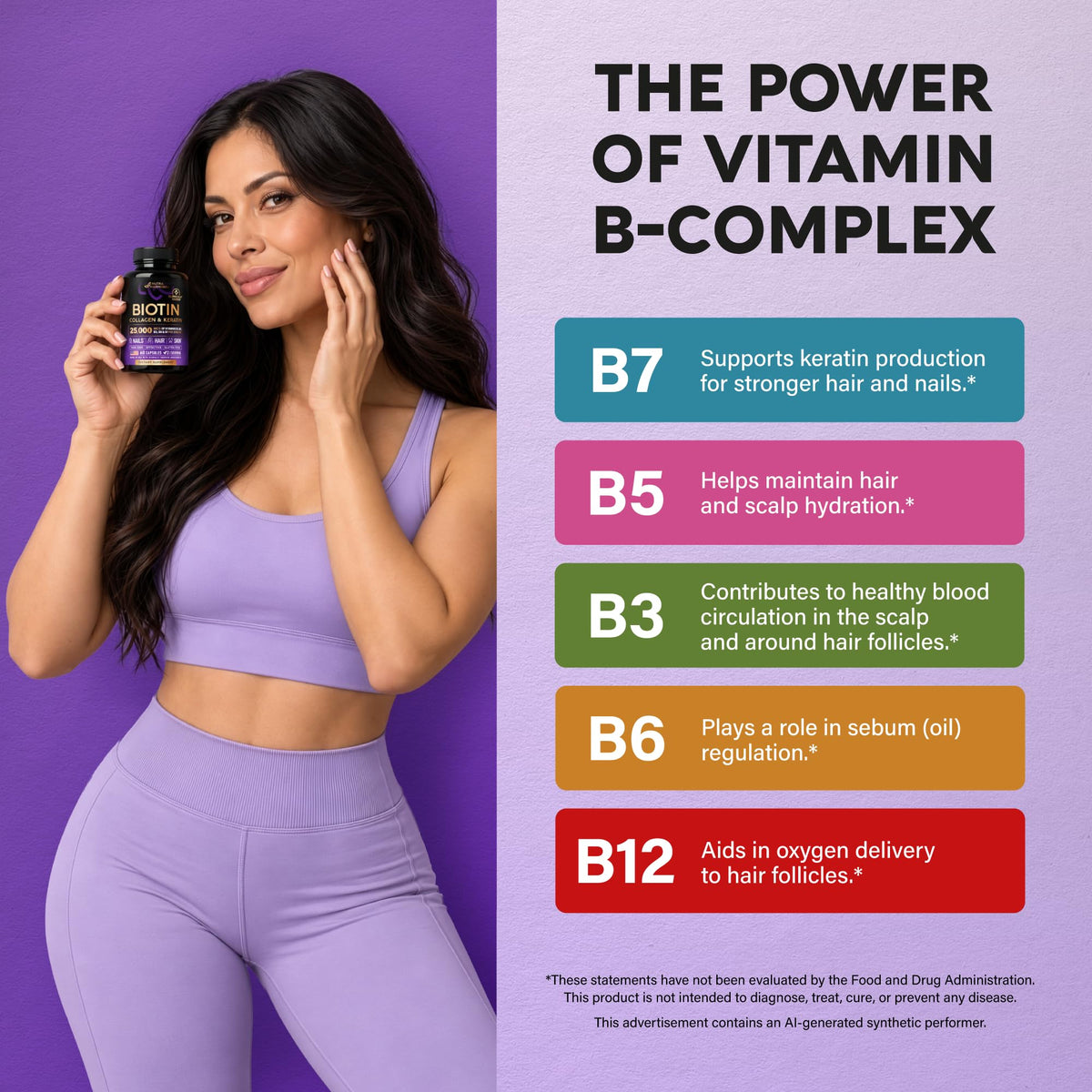 NUTRAHARMONY Biotin Collagen Keratin B-Complex - 60 Capsules - image 7
