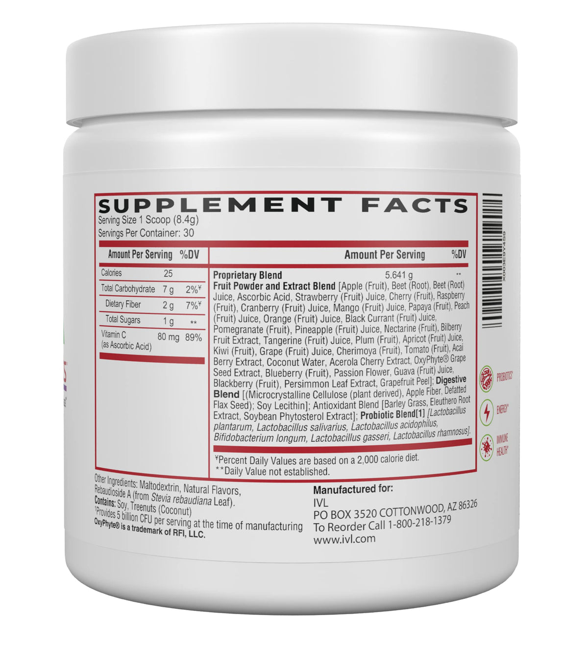 IVL Phyto Fruits Superfood Powder Energy Support - 30 Servings - image 2
