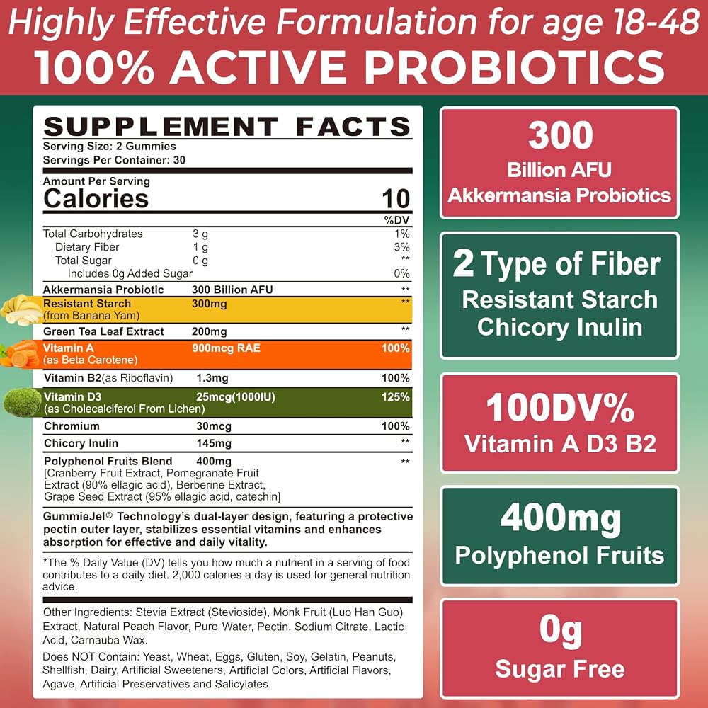 Nextdia Akkermansia Probiotics Gummies with Prebiotics - 60 Count - image 2