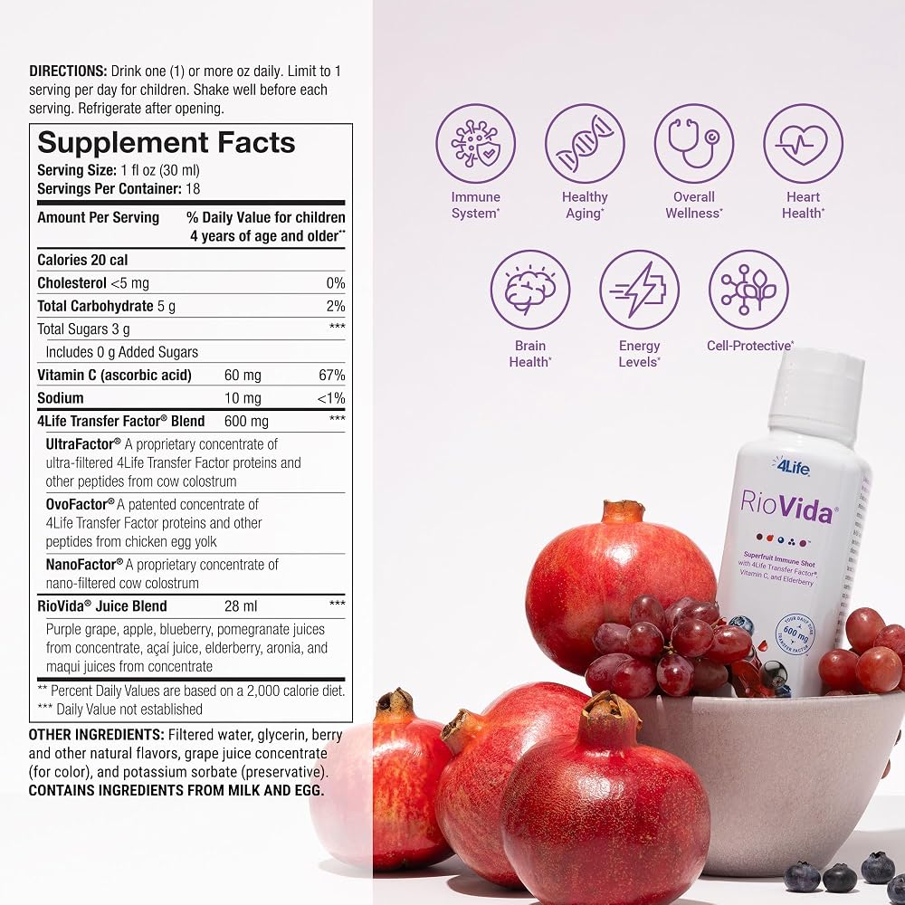 4Life Transfer Factor RioVida Superfruit Juice Immune Shot - 18 fl oz - image 2