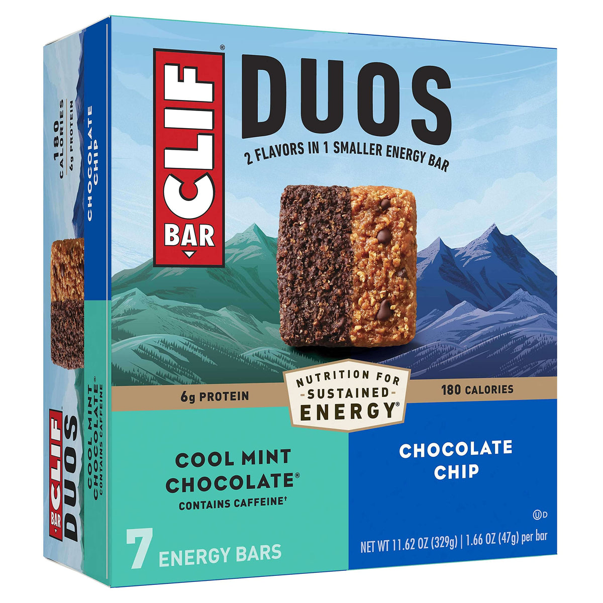 CLIF Bar Duos Cool Mint Chocolate + Chocolate Chip Protein Bars - 7 Count