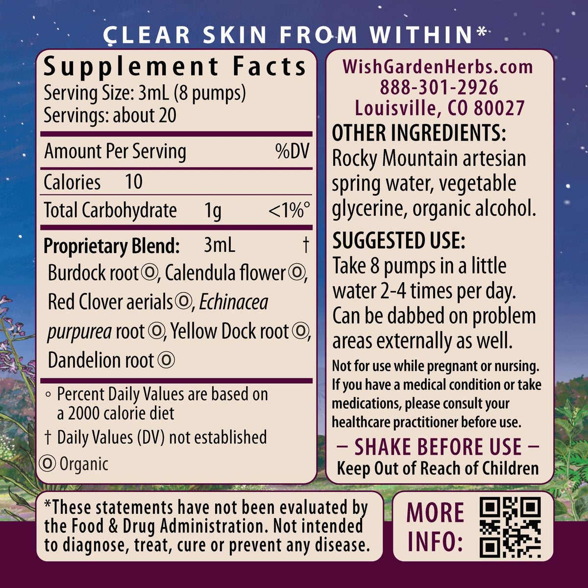 WishGarden Herbs Clear Complexion Hormonal Acne Tincture - 2 Fl Oz - image 2