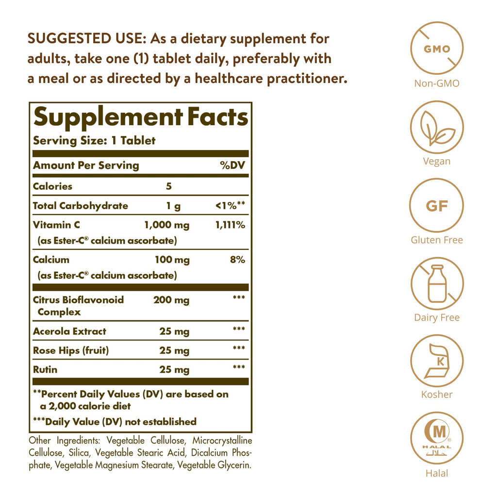 Solgar Ester-C Plus 1000 mg Vitamin C (Ascorbate Complex)