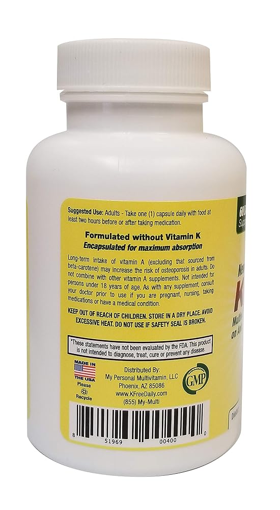 K Free Daily Multivitamin - No Vitamin K - 60 Capsules - image 3