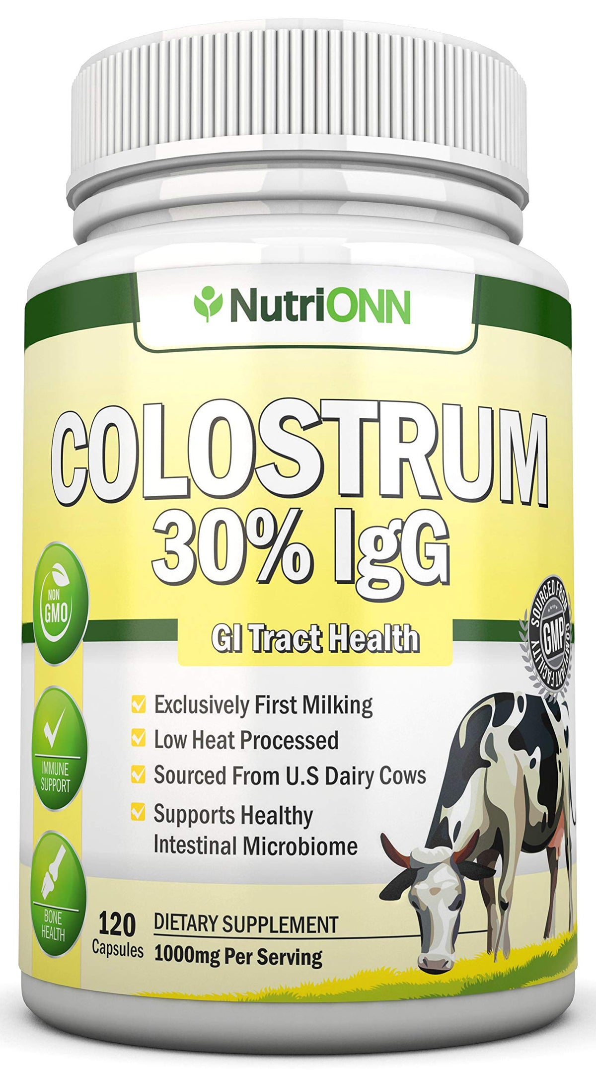 NutriONN Colostrum 1000mg 30% IgG Immune Support - 120 Capsules
