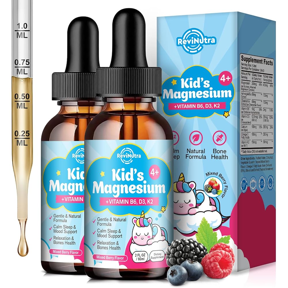 ReviNutra Kids Magnesium Glycinate Liquid Drops with Omega-3