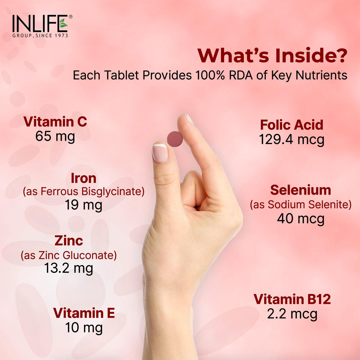 INLIFE Chelated Iron Folic Acid Supplement - 60 Tablets - image 4
