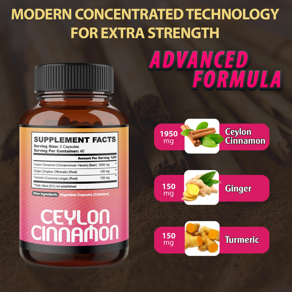 agobi Ceylon Cinnamon Capsules with Ginger & Turmeric - 120 Capsules - image 2