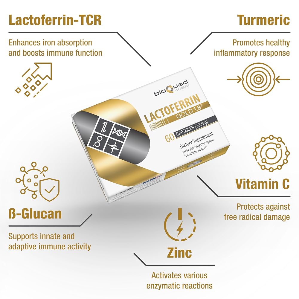bioQuad Lactoferrin Gold 1.8 Immune Support - 60 Capsules - image 3