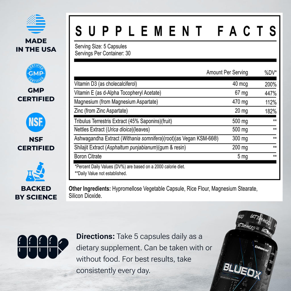 Enhanced Blue Ox Testosterone Booster - 150 Capsules - image 3
