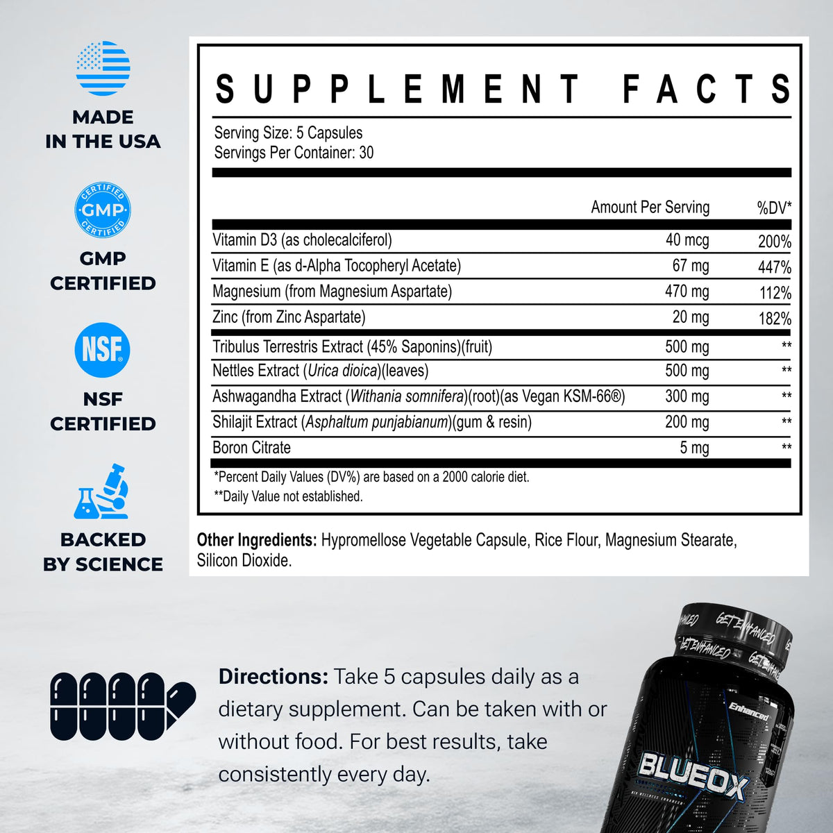 Enhanced Blue Ox Testosterone Booster - 150 Capsules - image 3