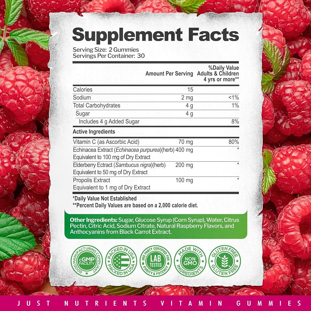 Just Nutrients Elderberry Gummies with Vitamin C & Echinacea - 60 Gummies - image 5