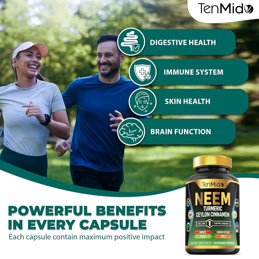 Tenmido Neem Leaf 8-in-1 Supplement Immune Health Support - 150 Capsules - image 5