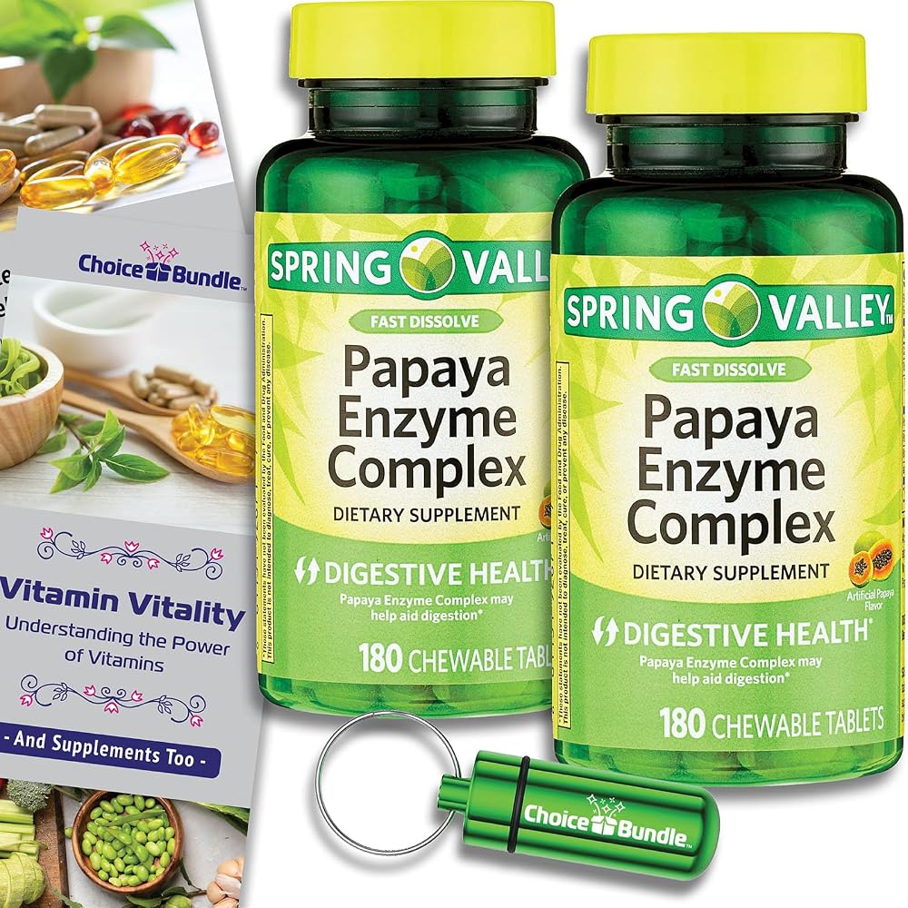 Choice Bundle Spring Valley Papaya Enzyme Complex Chewable Tablets - 360 Count