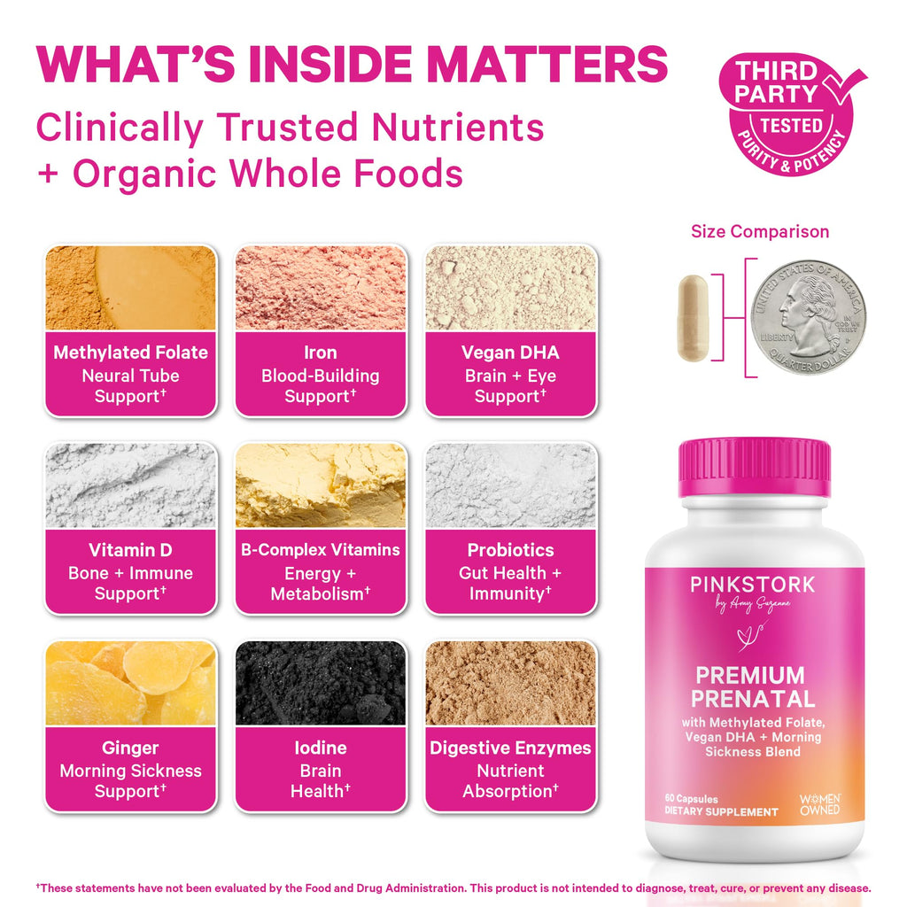 Pink Stork Premium Prenatal Vitamins - 60 Capsules - image 2