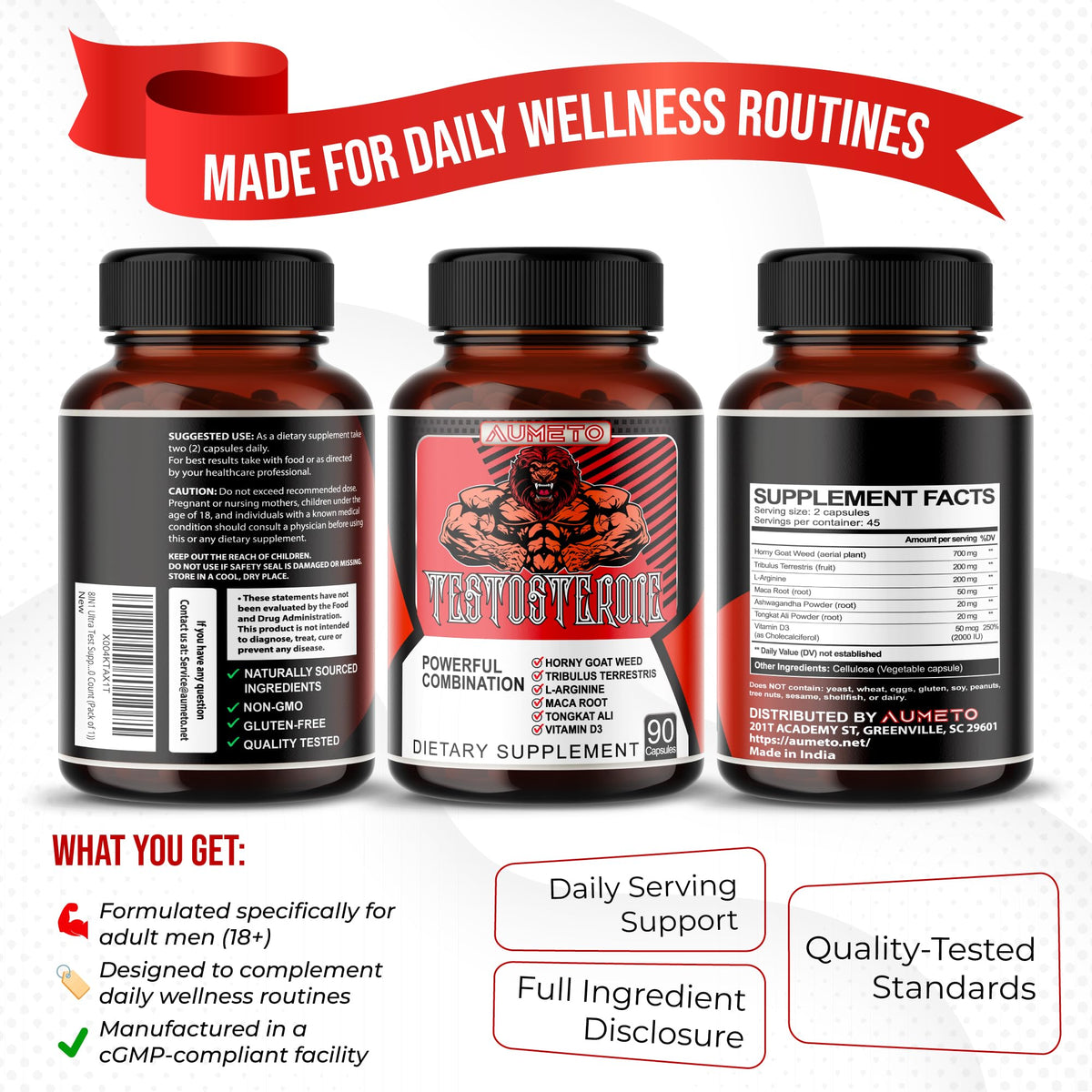 AUMETO Advanced Goat Weed 7-in-1 with Tribulus & L-Arginine - 90 Capsules - image 8