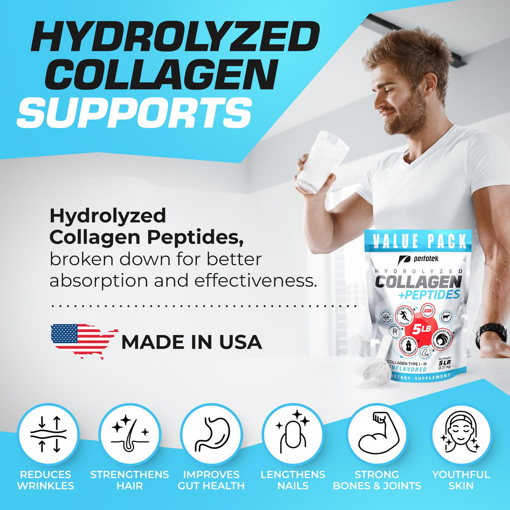 Perfotek Collagen Powder Types I & III Unflavored - 5 Lb - image 4