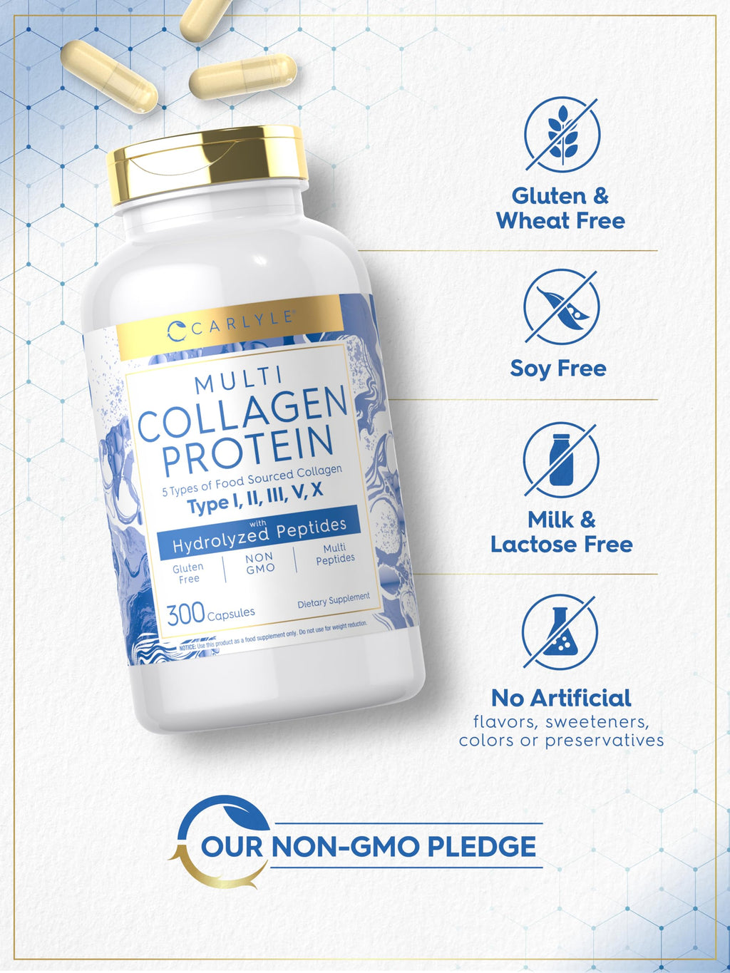 Carlyle Multi Collagen Protein Capsules 2000mg - 300 Count - image 5