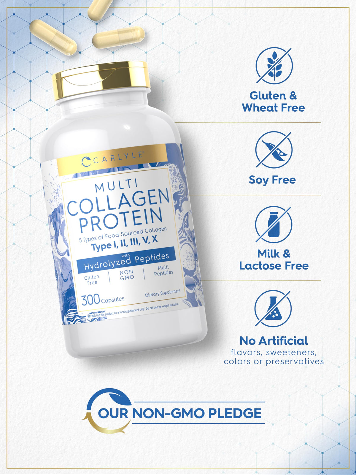 Carlyle Multi Collagen Protein Capsules 2000mg - 300 Count - image 5