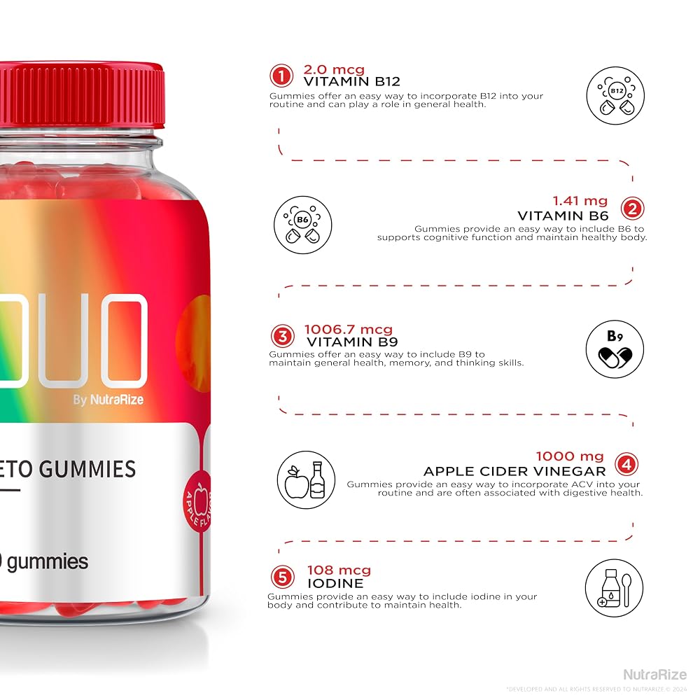 NutraRize Duo Keto ACV Gummies Apple Cider Vinegar Formula - 60 Gummies - image 7