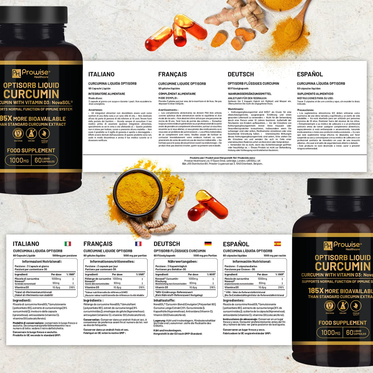PH PROWISE Optisorb Liquid Curcumin with Vitamin D3 - 60 Liqcaps - image 4