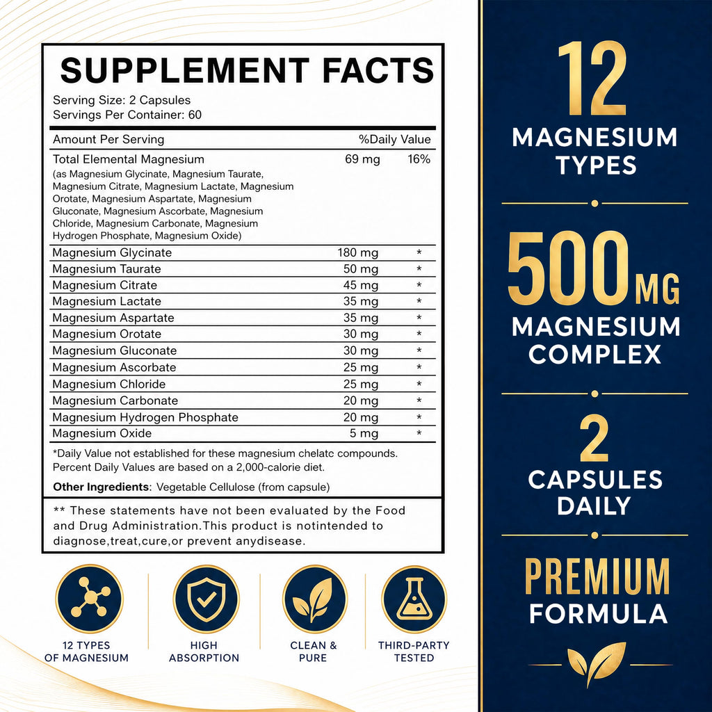 VCCVBB Magnesium Glycinate 500mg Complex - 120 Capsules - image 2