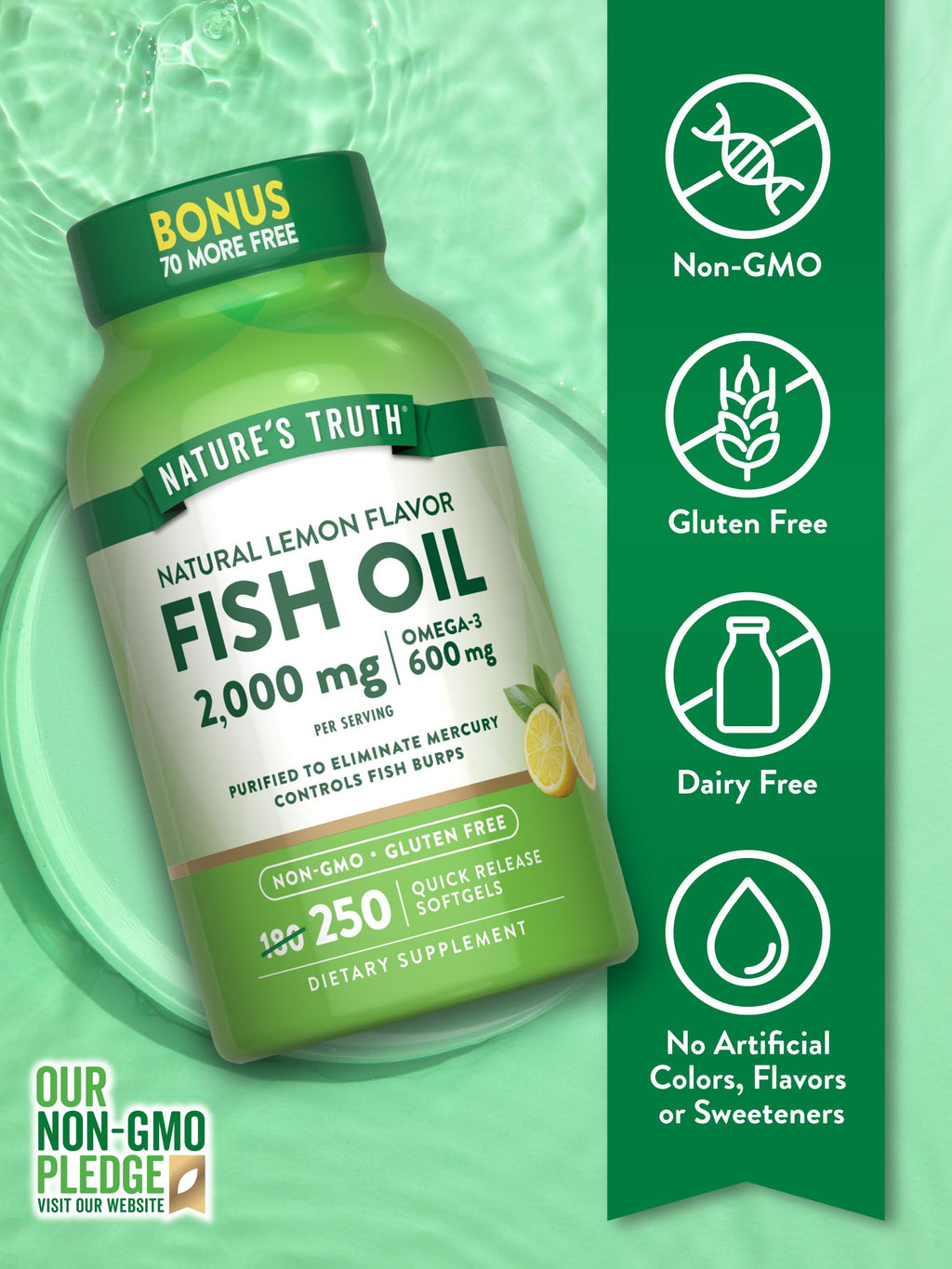 Nature's Truth Fish Oil 2000 mg Omega-3 - 250 Softgels - image 3