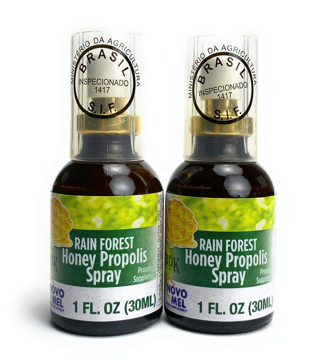 Brazilian Novomel Green Bee Propolis and Rain Forest Honey Oral Spray - 2 Pack