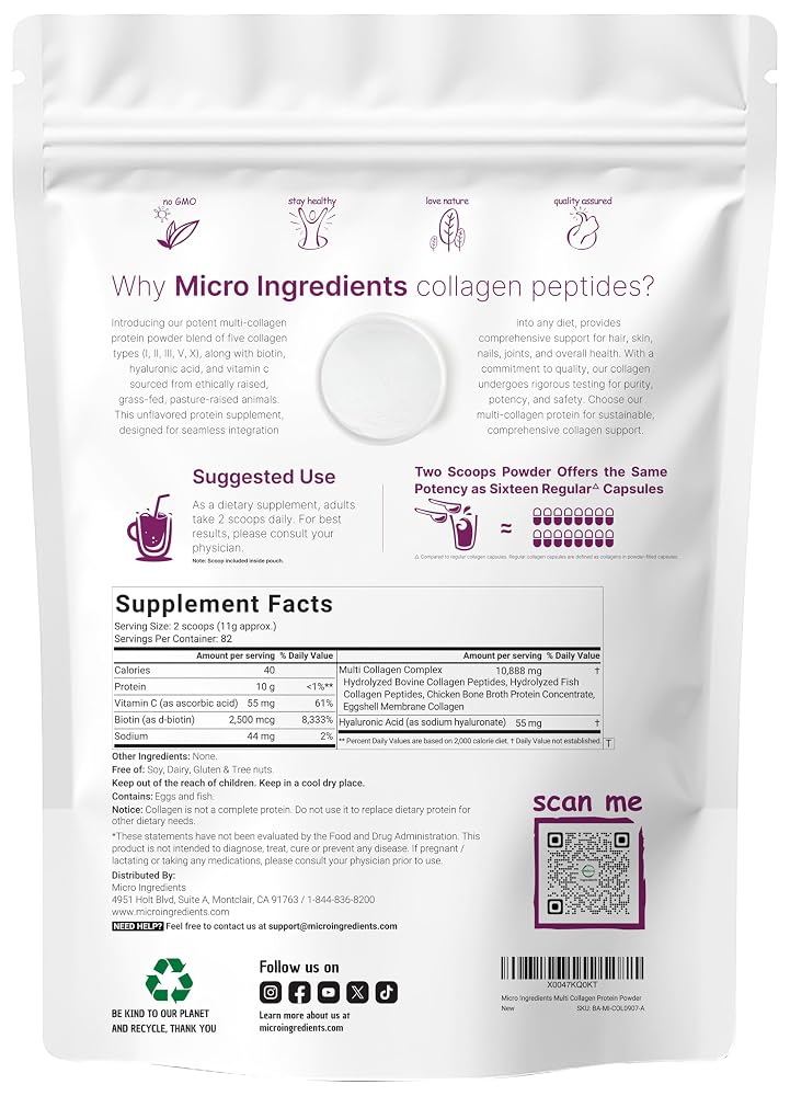 Micro Ingredients Multi Collagen Peptides Powder - 2 lb - image 5