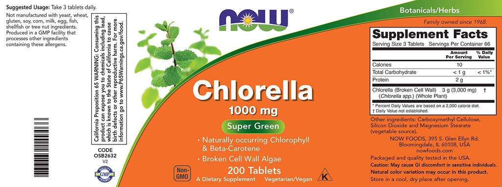 Now Supplements, Chlorella 1000 mg with Naturally Occurring