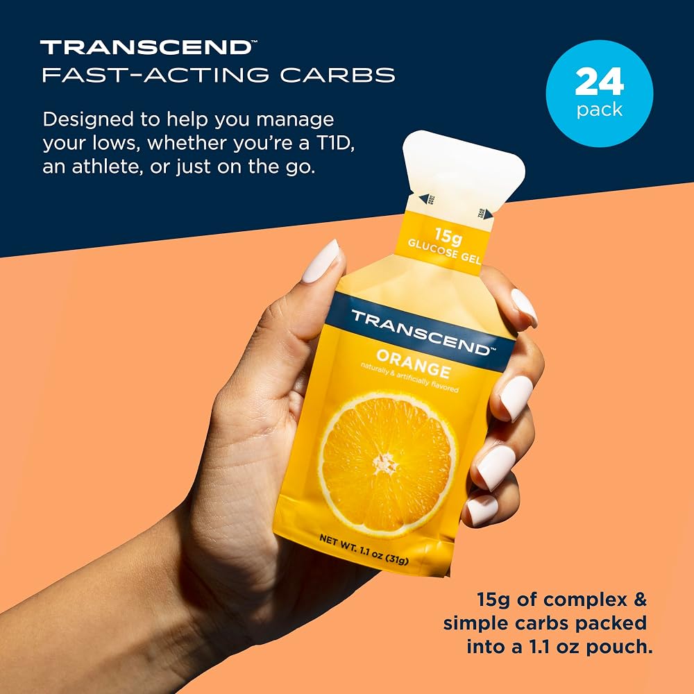 Transcend Foods Orange Gel (1.1 oz) Fast-Acting Carb Gel