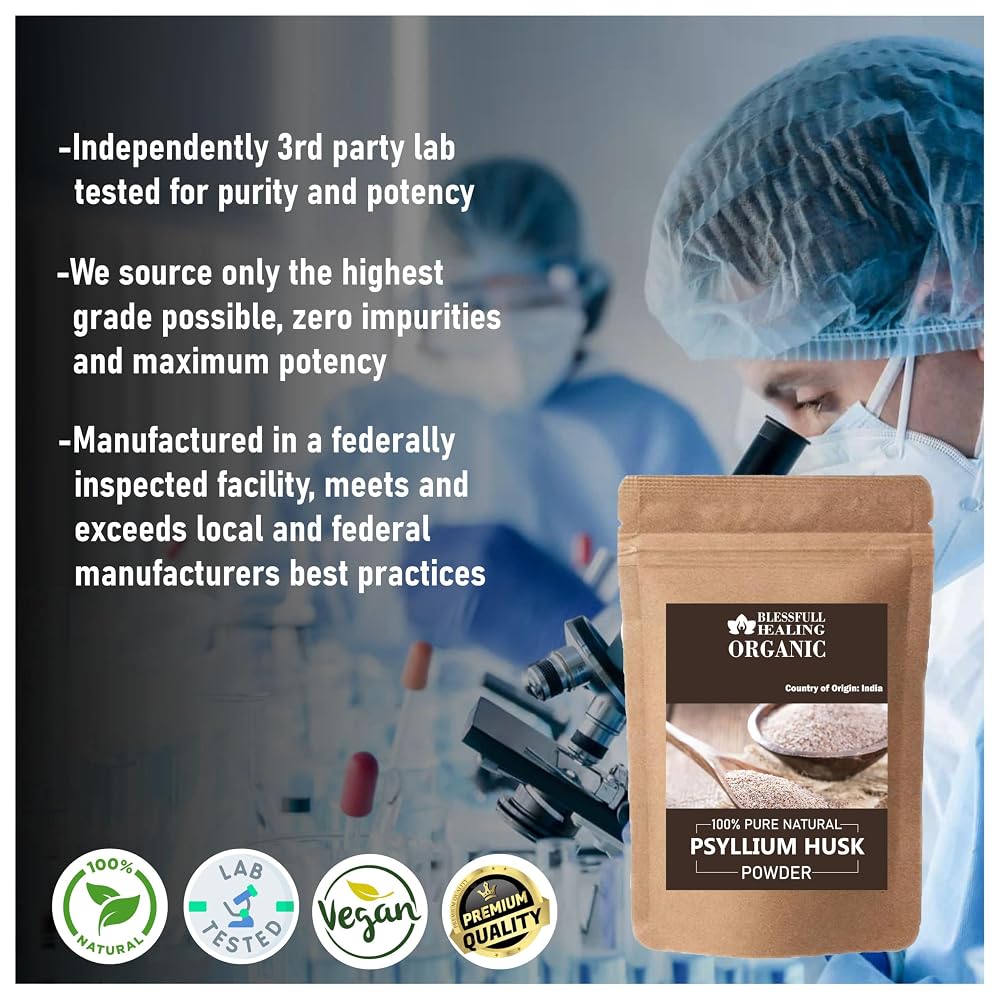 Blessfull Healing Organic Psyllium Husk Powder 100% Pure Natural 200
