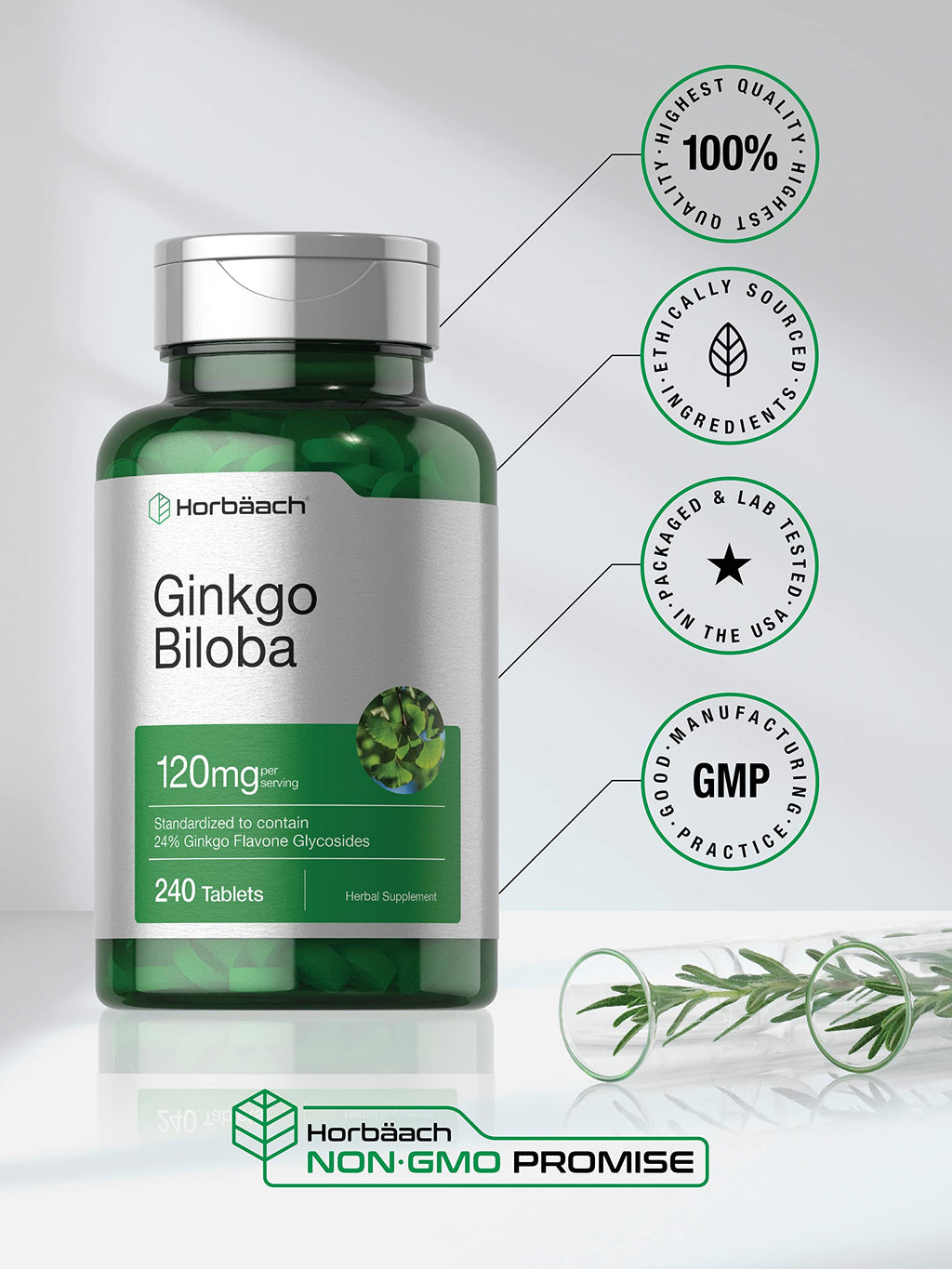 Horbäach Ginkgo Biloba 120 mg - 240 Tablets - image 5