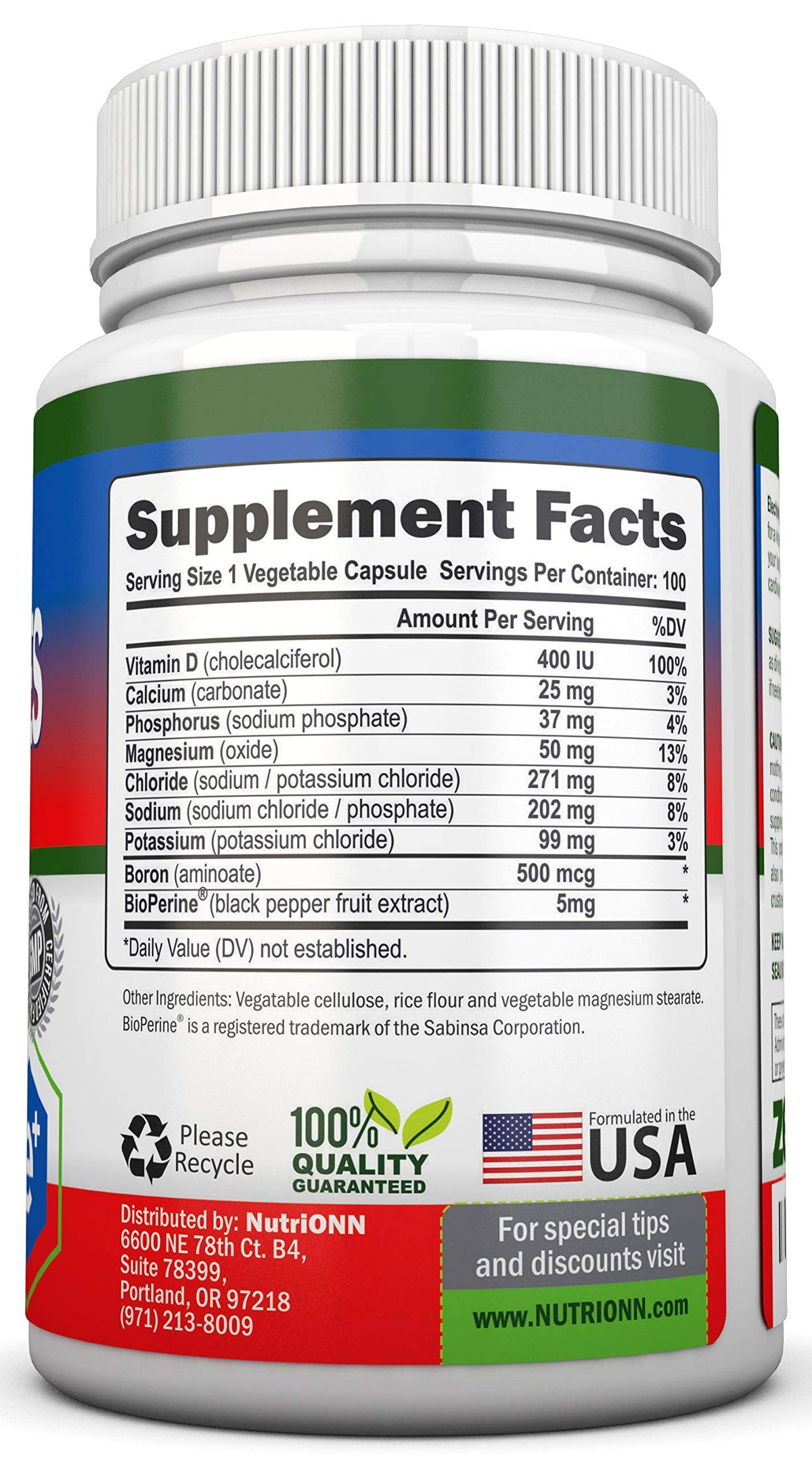 NutriONN Electrolytes Multiminerals - 100 Vegetarian Capsules - image 2
