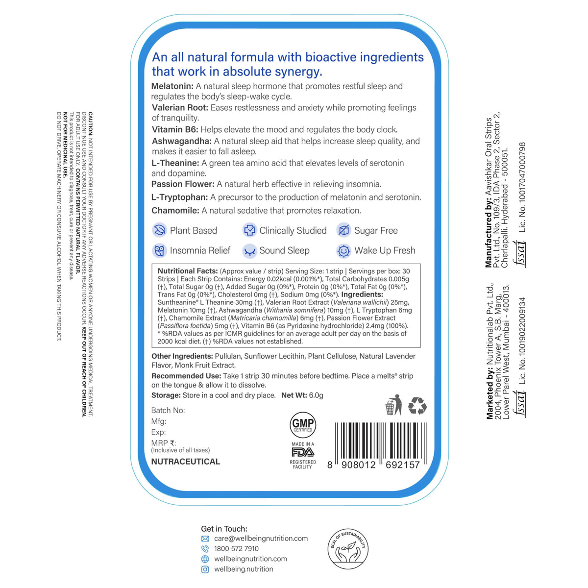 Wellbeing Nutrition Melts Restful Sleep Support Melatonin 10 mg - 30 Strips - image 6