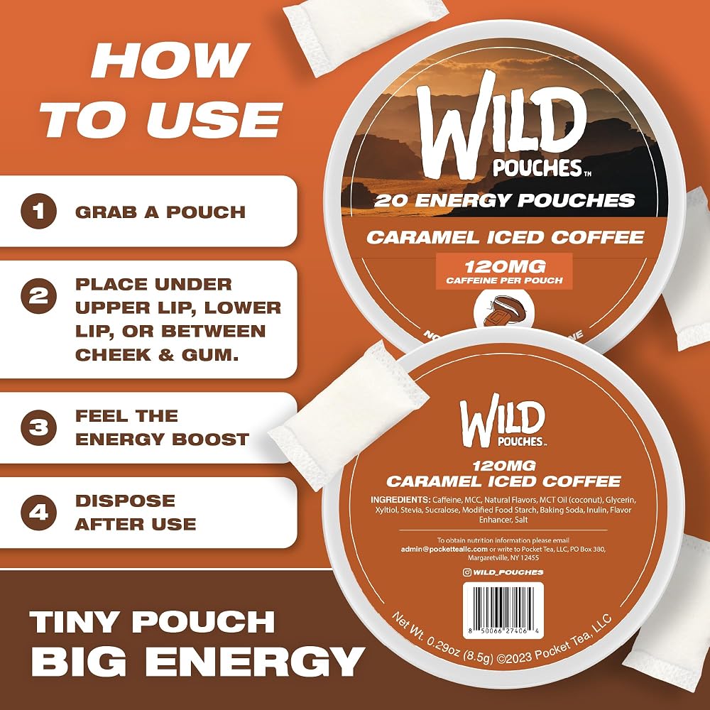 Wild Pouches Caramel Coffee Caffeine Energy Pouches 120mg - 20 Count - image 6