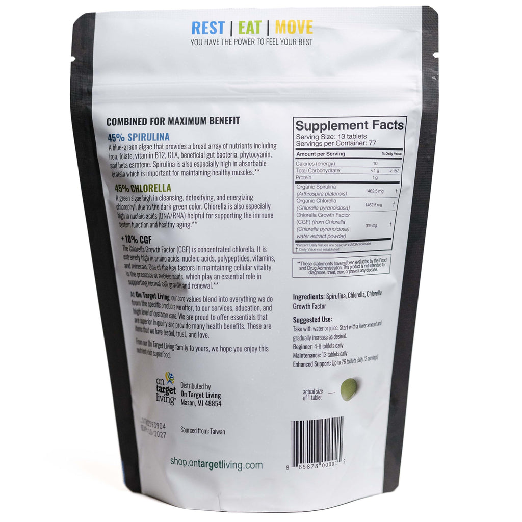On Target Living Spirulina Chlorella + CGF Energy - 1000 Tablets - image 8