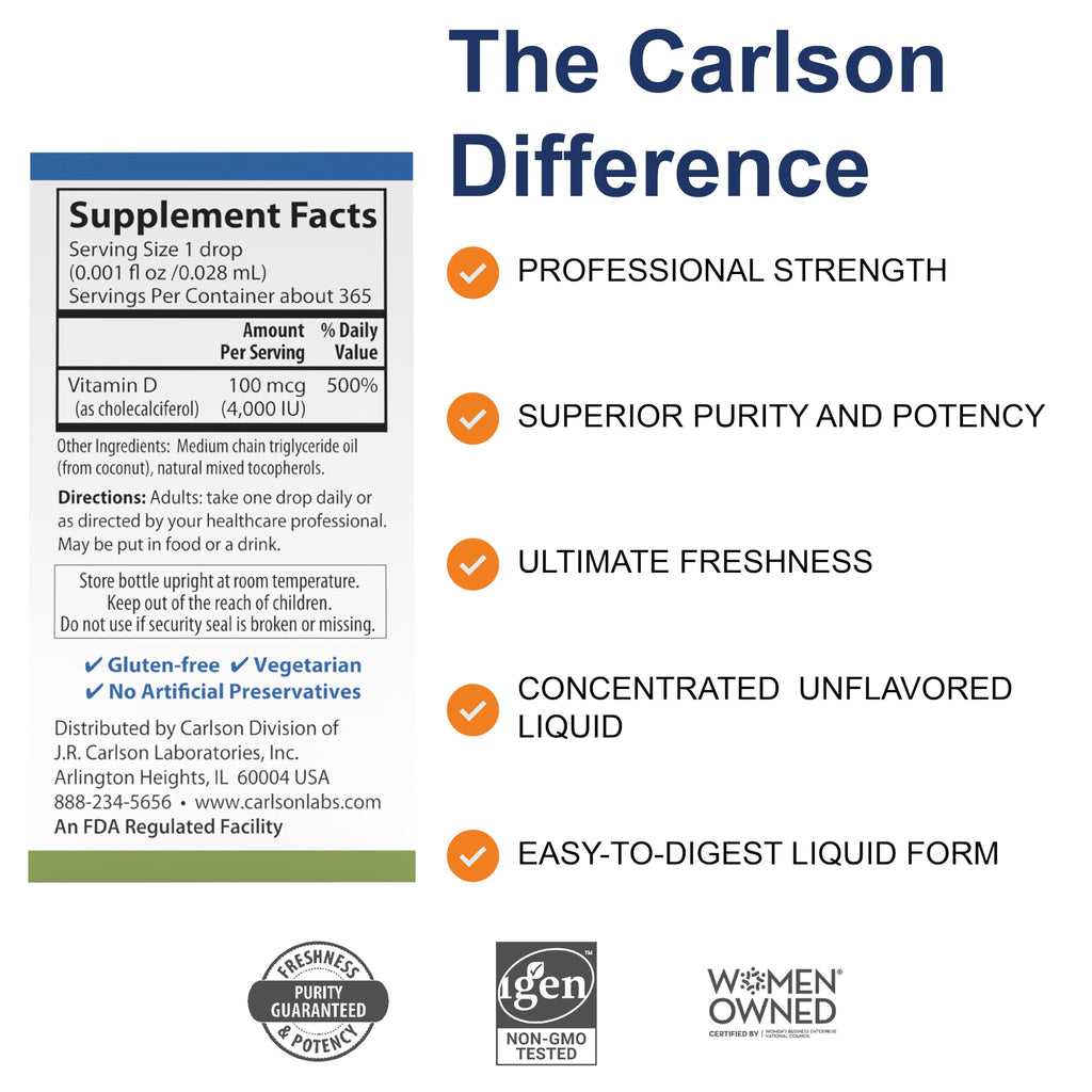 Carlson Super Daily D3 4,000 IU Vitamin D3 Drops - 365 Drops - image 5