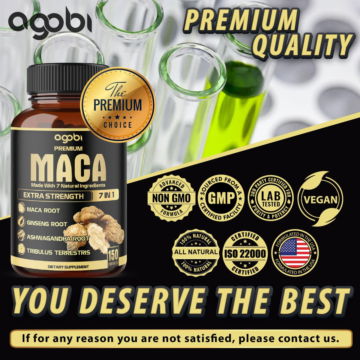 Agobi 7in1 Maca Root Capsules with Ashwagandha & Ginseng - 150 Count - image 6