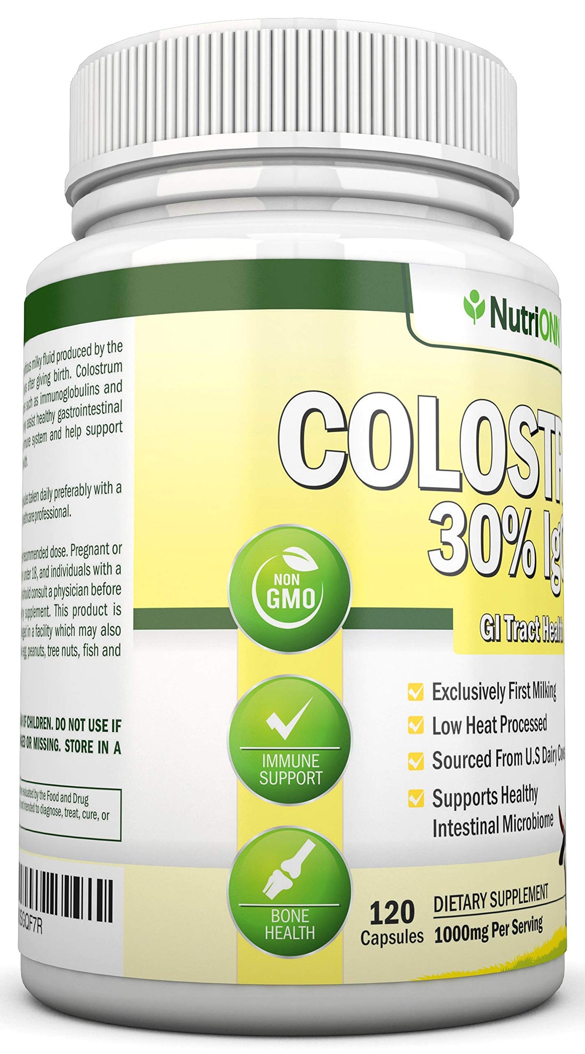 NutriONN Colostrum 1000mg 30% IgG Immune Support - 120 Capsules - image 4